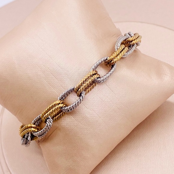 EUC Silver & Gold Plated Double Link Bracelet - Picture 5 of 16